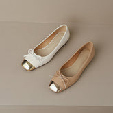 Falon Beige Ballet Flats with Bow NEW GEW